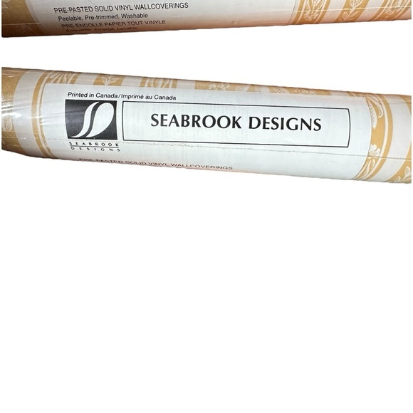 New Seabrook Designs Vinyl Wallpaper Yellow Pre-Pasted Paper 5 Double Rolls - Picture 2 of 4